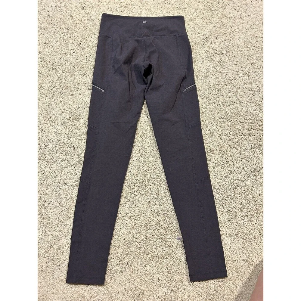 ATHLETA sz S High Rise Metro Drifter Tights Yoga Pants Zip Pants 349426 GRAY H23